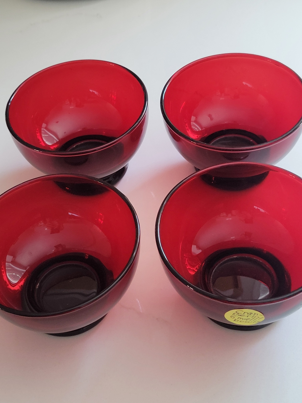 Cranberry Glass Dessert Bowls - Set of 4